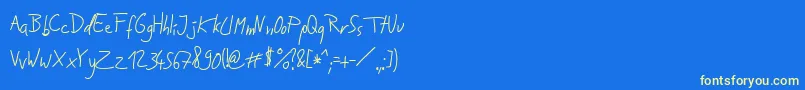 Jakobs Handwriting   Font – Yellow Fonts on Blue Background