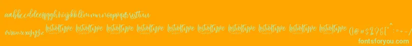 VayenthaScript-Schriftart – Grüne Schriften auf orangefarbenem Hintergrund