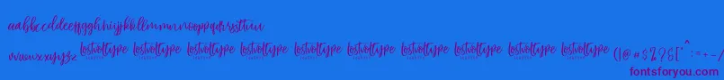 VayenthaScript-Schriftart – Violette Schriften auf blauem Hintergrund