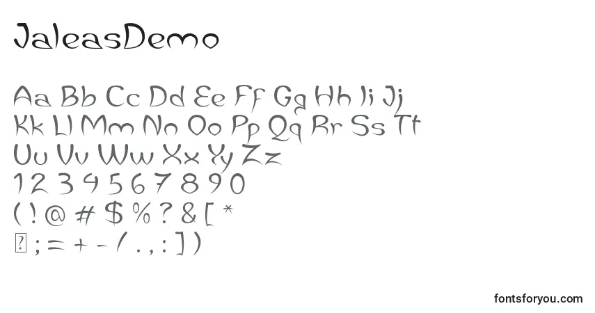 Шрифт JaleasDemo – алфавит, цифры, специальные символы