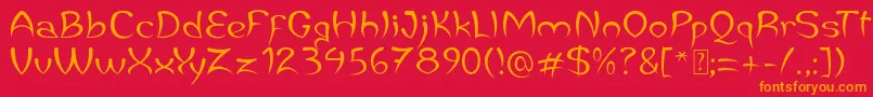 JaleasDemo-Schriftart – Orangefarbene Schriften auf rotem Hintergrund
