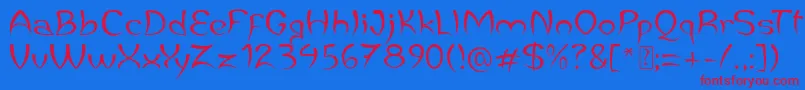 JaleasDemo-Schriftart – Rote Schriften auf blauem Hintergrund