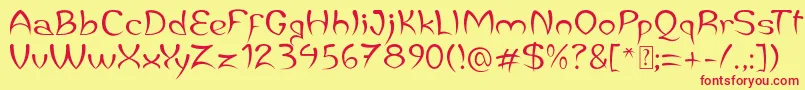 JaleasDemo-Schriftart – Rote Schriften auf gelbem Hintergrund