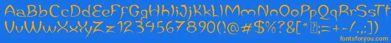 フォントJaleasDemo – オレンジ色の文字が青い背景にあります。