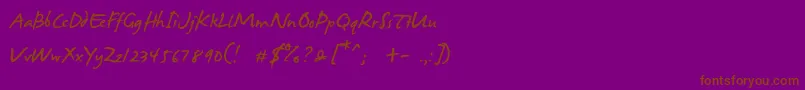 James Fajardo-Schriftart – Braune Schriften auf violettem Hintergrund