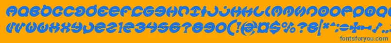 Czcionka JAMES GLOVER Bold Italic – niebieskie czcionki na pomarańczowym tle