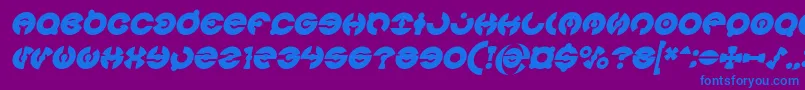 Czcionka JAMES GLOVER Bold Italic – niebieskie czcionki na fioletowym tle