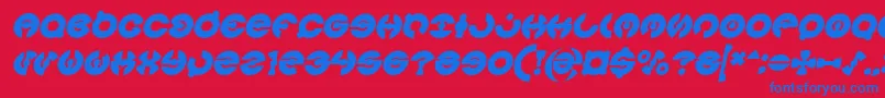Czcionka JAMES GLOVER Bold Italic – niebieskie czcionki na czerwonym tle