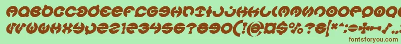フォントJAMES GLOVER Bold Italic – 緑の背景に茶色のフォント