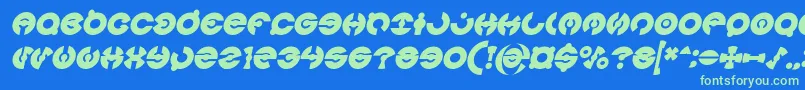 Czcionka JAMES GLOVER Bold Italic – zielone czcionki na niebieskim tle