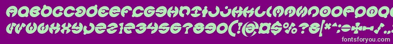 Fonte JAMES GLOVER Bold Italic – fontes verdes em um fundo violeta