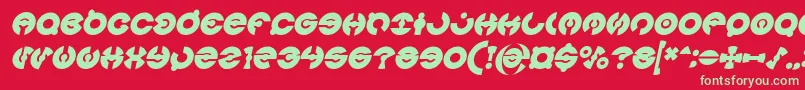 JAMES GLOVER Bold Italic-Schriftart – Grüne Schriften auf rotem Hintergrund