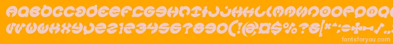 Fonte JAMES GLOVER Bold Italic – fontes rosa em um fundo laranja