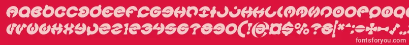 Fonte JAMES GLOVER Bold Italic – fontes rosa em um fundo vermelho