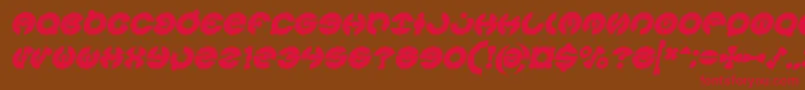 フォントJAMES GLOVER Bold Italic – 赤い文字が茶色の背景にあります。