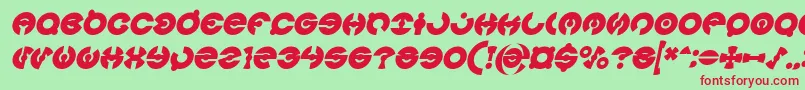 Fonte JAMES GLOVER Bold Italic – fontes vermelhas em um fundo verde