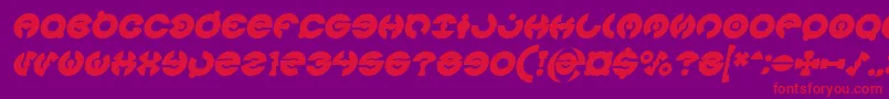 Fonte JAMES GLOVER Bold Italic – fontes vermelhas em um fundo violeta