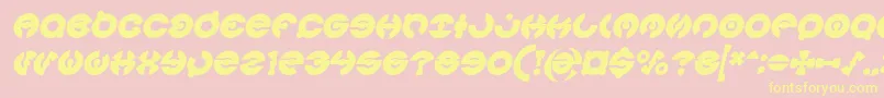 Fonte JAMES GLOVER Bold Italic – fontes amarelas em um fundo rosa