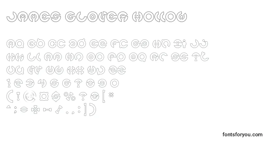 JAMES GLOVER Hollow Font – alphabet, numbers, special characters