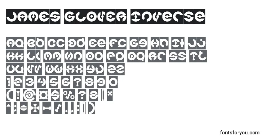 Шрифт JAMES GLOVER Inverse – алфавит, цифры, специальные символы