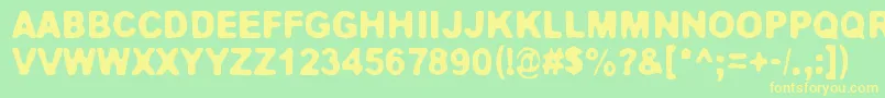 Jokioinen-fontti – keltaiset fontit vihreällä taustalla