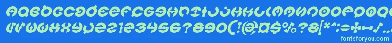 Fonte JAMES GLOVER Italic – fontes verdes em um fundo azul