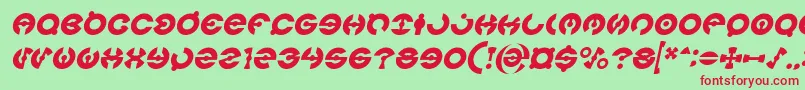 フォントJAMES GLOVER Italic – 赤い文字の緑の背景