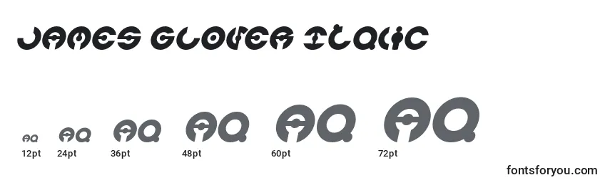 Размеры шрифта JAMES GLOVER Italic