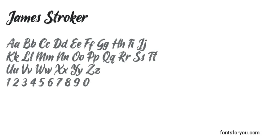 Czcionka James Stroker – alfabet, cyfry, specjalne znaki