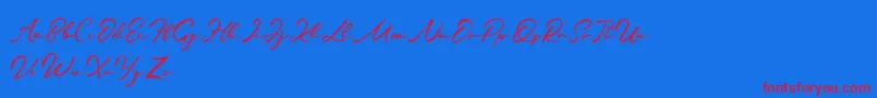 Jamilah-Schriftart – Rote Schriften auf blauem Hintergrund