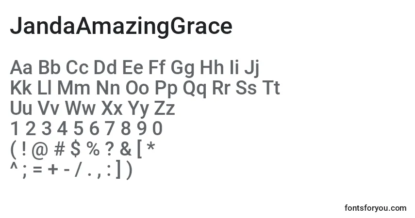 Schriftart JandaAmazingGrace (130647) – Alphabet, Zahlen, spezielle Symbole
