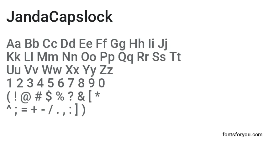 Schriftart JandaCapslock (130648) – Alphabet, Zahlen, spezielle Symbole