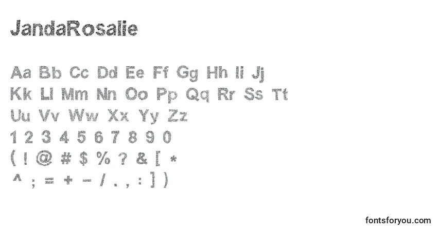 Czcionka JandaRosalie (130652) – alfabet, cyfry, specjalne znaki