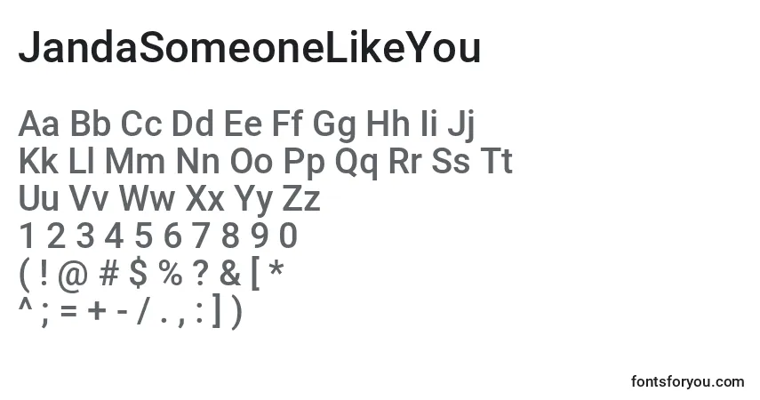 Шрифт JandaSomeoneLikeYou (130653) – алфавит, цифры, специальные символы