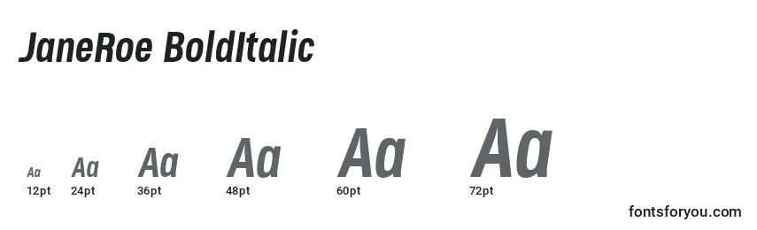 JaneRoe BoldItalic Font Sizes
