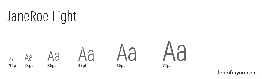 JaneRoe Light Font Sizes