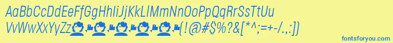 JaneRoe LightItalic Font – Blue Fonts on Yellow Background