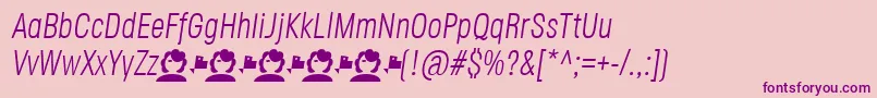 JaneRoe LightItalic-fontti – violetit fontit vaaleanpunaisella taustalla