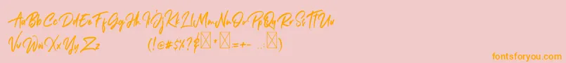 Janetta Rossie-Schriftart – Orangefarbene Schriften auf rosa Hintergrund