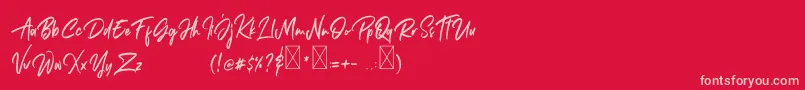 Janetta Rossie Font – Pink Fonts on Red Background