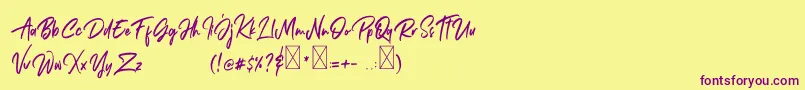 Janetta Rossie Font – Purple Fonts on Yellow Background