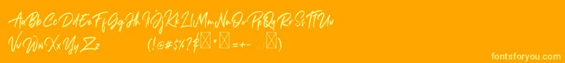 Janetta Rossie-Schriftart – Gelbe Schriften auf orangefarbenem Hintergrund