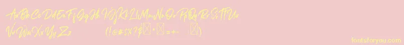 Janetta Rossie Font – Yellow Fonts on Pink Background