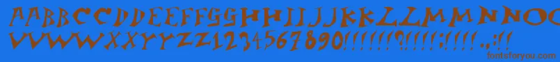 フォントJANGB    – 茶色の文字が青い背景にあります。