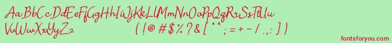 Janille Free Personal Use-Schriftart – Rote Schriften auf grünem Hintergrund