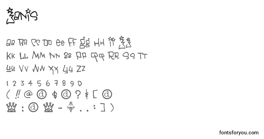 Czcionka JANIS    (130674) – alfabet, cyfry, specjalne znaki