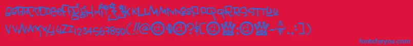 fuente JANIS    – Fuentes Azules Sobre Fondo Rojo