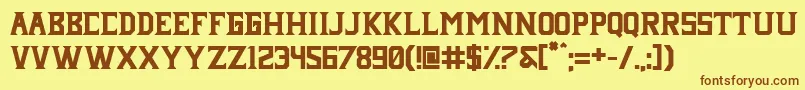 フォントJanji neue – 茶色の文字が黄色の背景にあります。