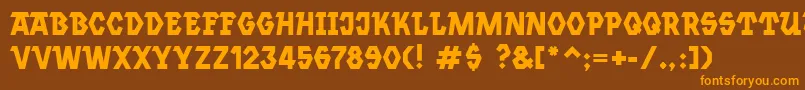 Jannsen-Schriftart – Orangefarbene Schriften auf braunem Hintergrund