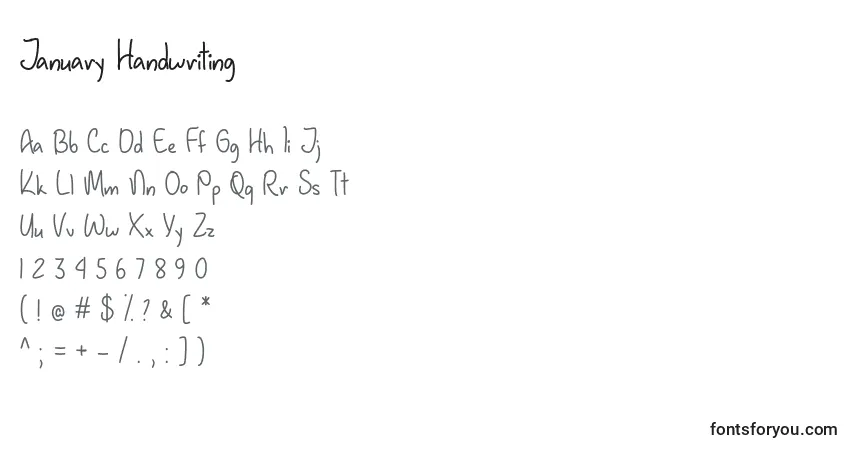 Шрифт January Handwriting   – алфавит, цифры, специальные символы
